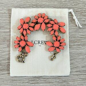 J. Crew Bracelet Statement Coral Gold Flower with Pouch